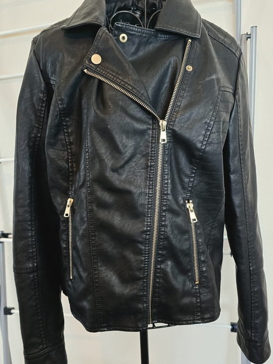 Baccini Jackets & Blazers - Baccini Black Faux Leather Asymmetrical Zip Moto Jacket